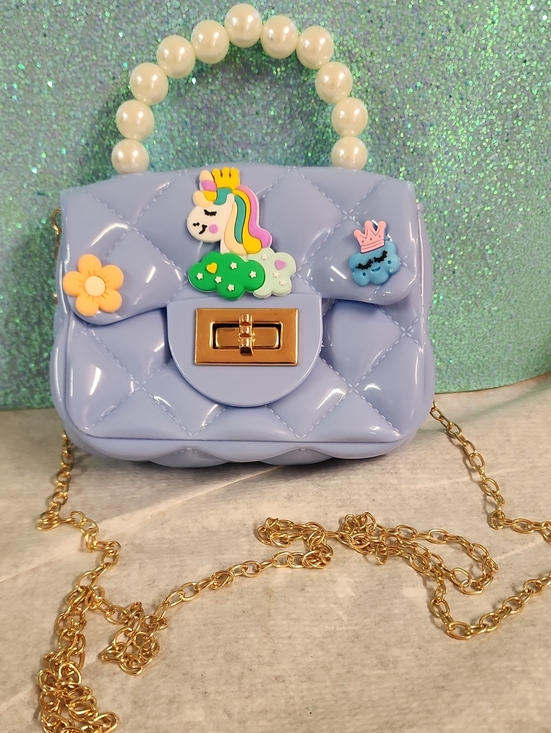 Handbags - Lilac Quilted Pearl-Handle Crossbody Bag with Unicorn Accents